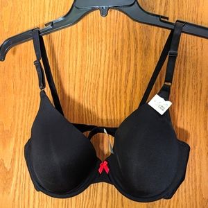 NWT Inspirations Black Bra with Pink Bow